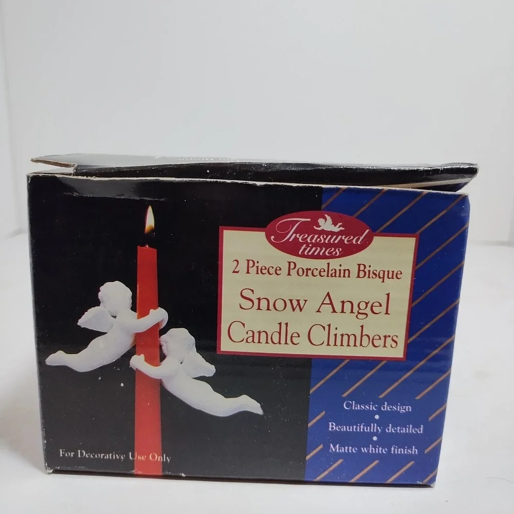 Pair Of Vintage Christmas Angel Candle‎ Climber Huggers Porcelain Set of 2 White